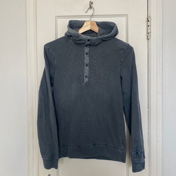 Armani Exchange Men's Gray Half Buttoned Closure Logo Hoodie | Size S - Picture 2 of 5